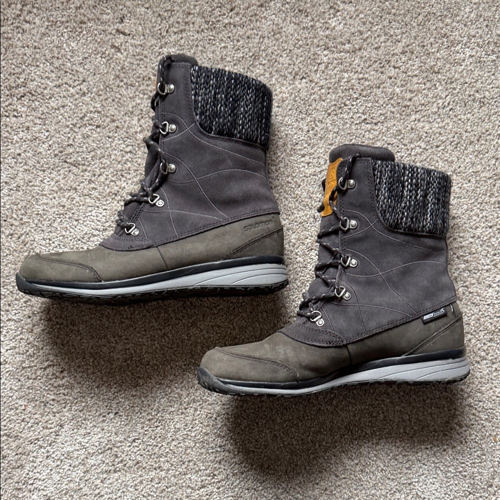 Salomon Hime Mid LTR CSWP women's waterproof split-suede winter boots size‎ 10